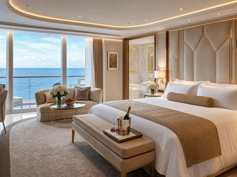 Silversea luxury suite interior with ocean view